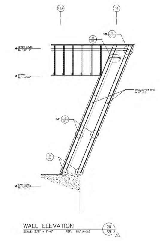 Figure 10 - Wingwall Framing Section - Excel Engineering
