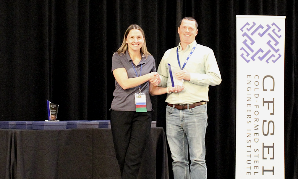 Grant Doherty, Martin/Martin, Inc. Accepts Creative Detail Award, First Place Presented by Tammy Gleed, P.E., CFSEI Immediate Past Chair