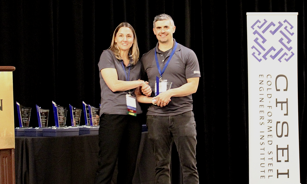 Daniel Stadig, P.E., Salas O'Brien Accepts the CFSEI Design Excellence Third Place Award, Municipal Category Presented by Tammy Gleed, P.E., CFSEI Immediate Past Chair