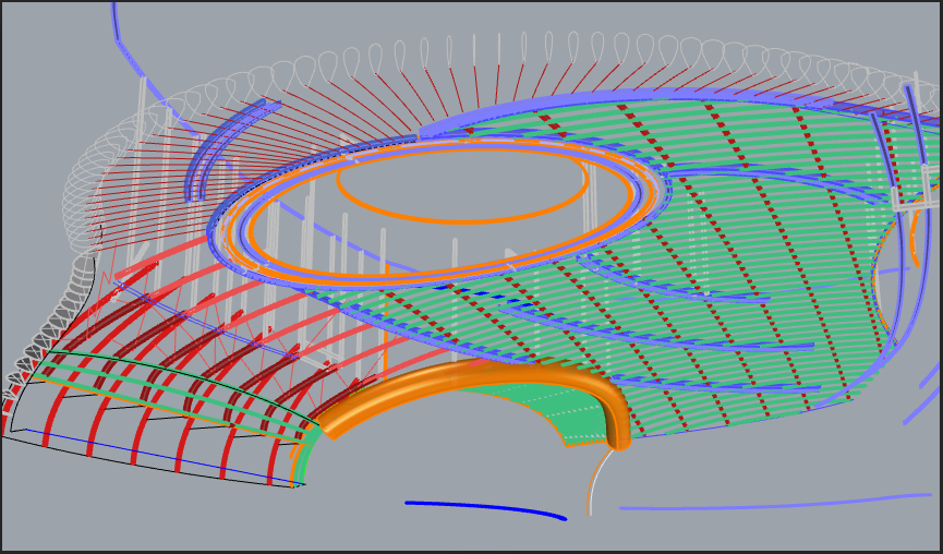 Isometric model of interior framing - Courtesy of Eisen